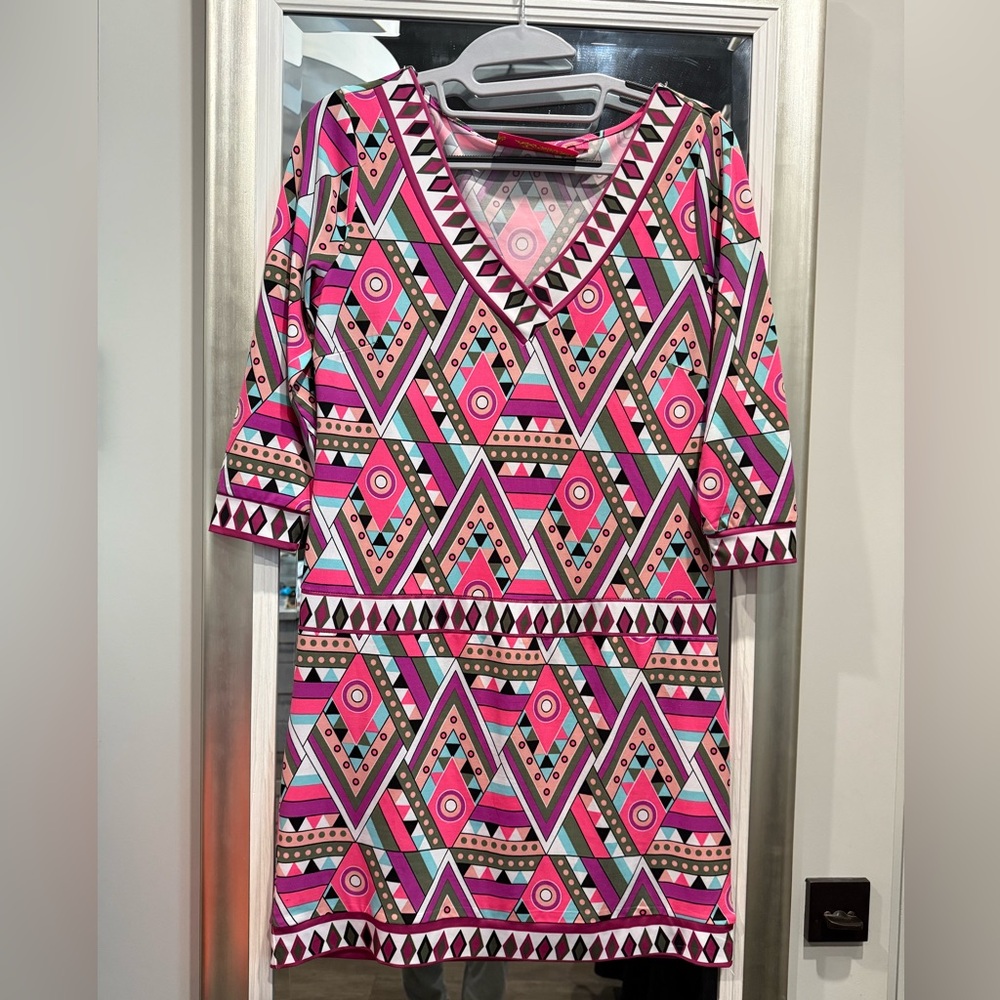 Macbeth Collection by Margaret Josephs Geometric Pink Mini Dress XS